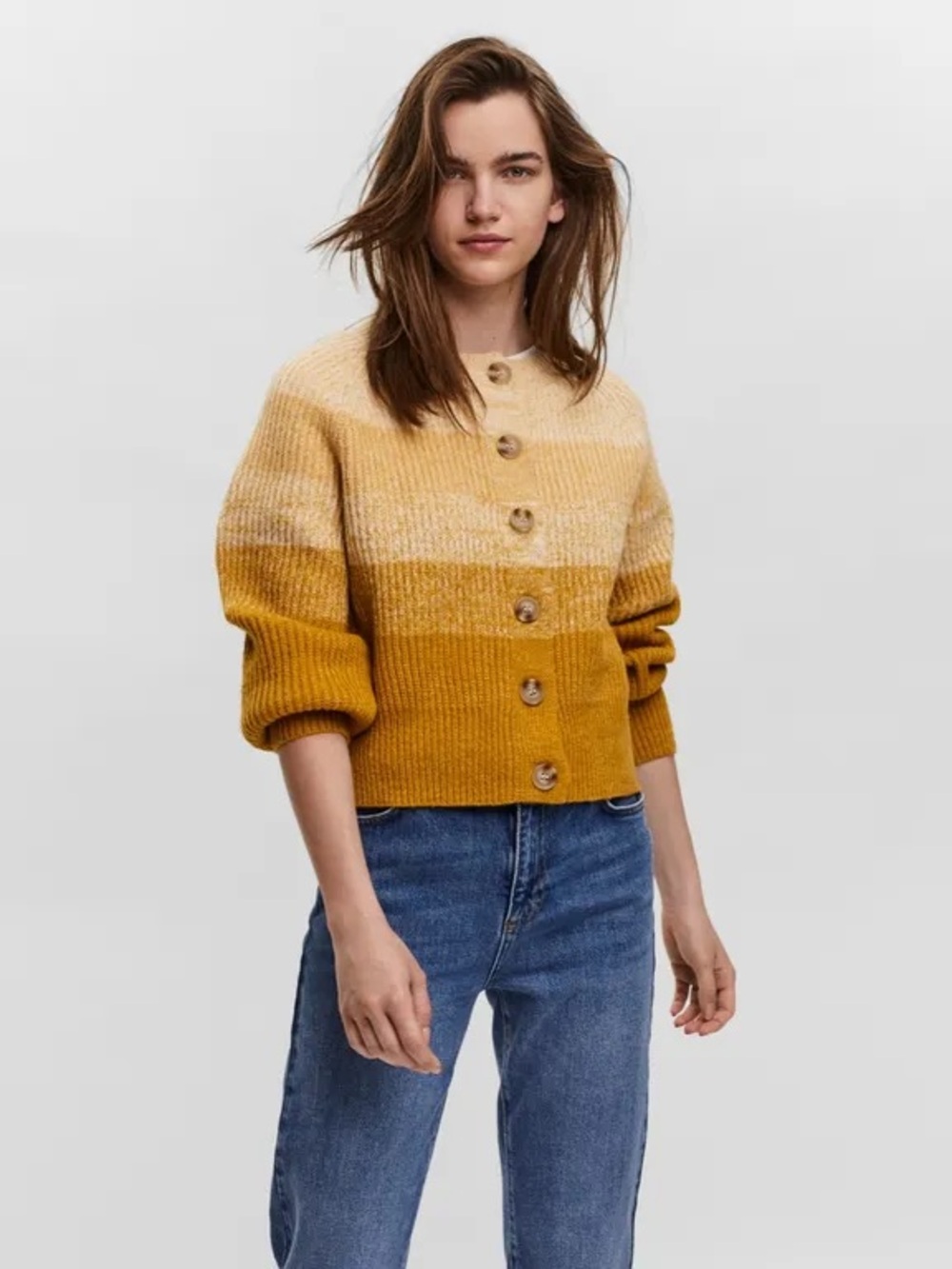Vero Moda Ombre Mustard Yellow Button Cardigan
